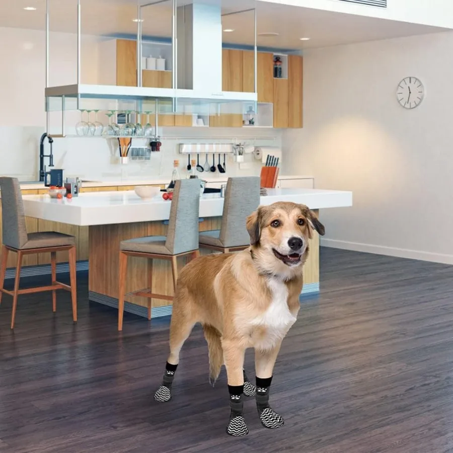 جوارب مضادة للانزلاق للكلاب 2 أزواج مع مقابض مزدوجة للأرضيات الصلبة والأحذية لأحذية الرصيف الباردة والساخنة وواقي الكفوف إلى P #6