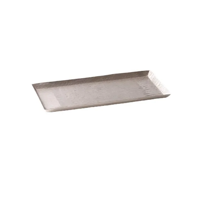 Simple aluminum color rectangular fruit tray tray model room coffee table table light simple storage plate ornament