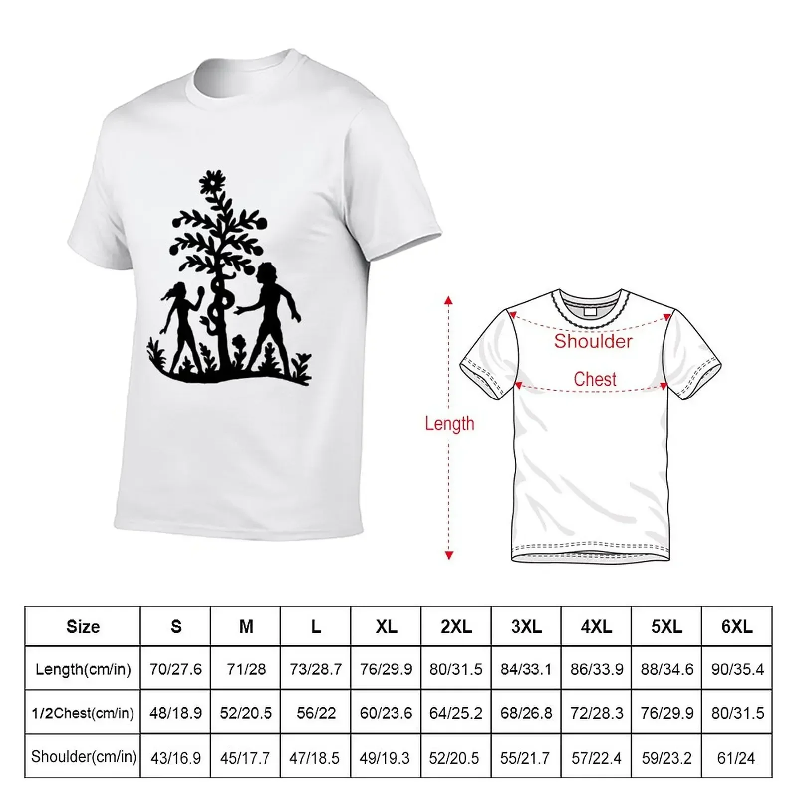 Paper cut Adam & Eve in paradise apple tree snake T-Shirt blanks oversizeds black t-shirts for men