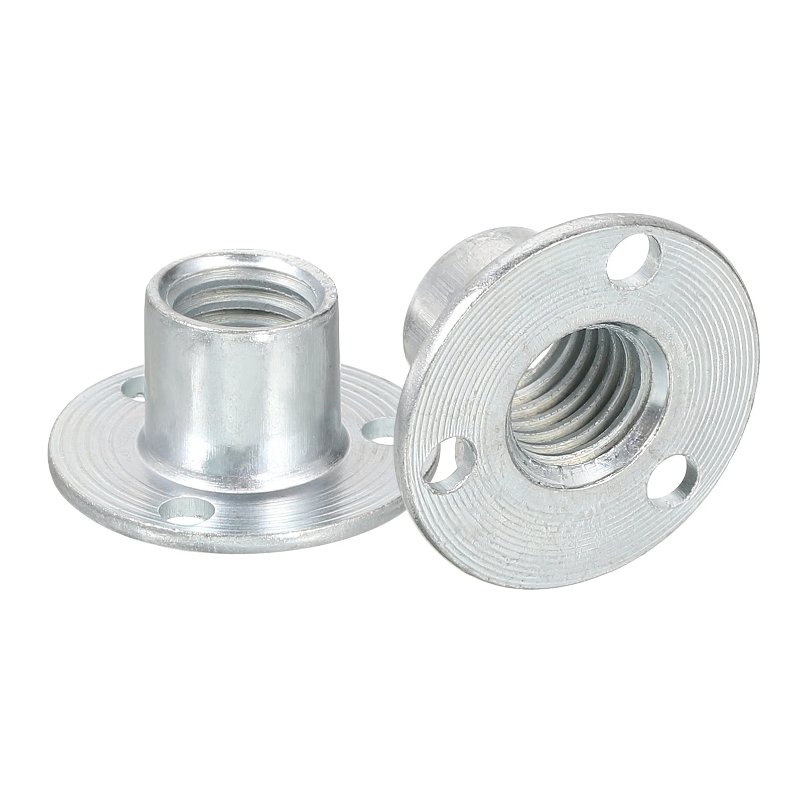 5/15Pcs M8 M10 Brad Hole Tee Nut Carbon Steel Round Base Screw-in T-Nuts Furniture Hardware Flange Female Thread Insert Nuts