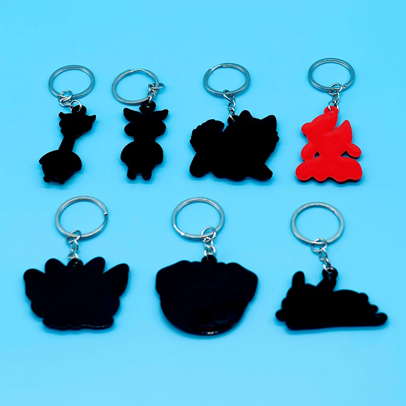 1PCS PVC hot key ring fashion Dog frog cat duck anime keychains animal pattern key holder for men women bag car keys trinkets