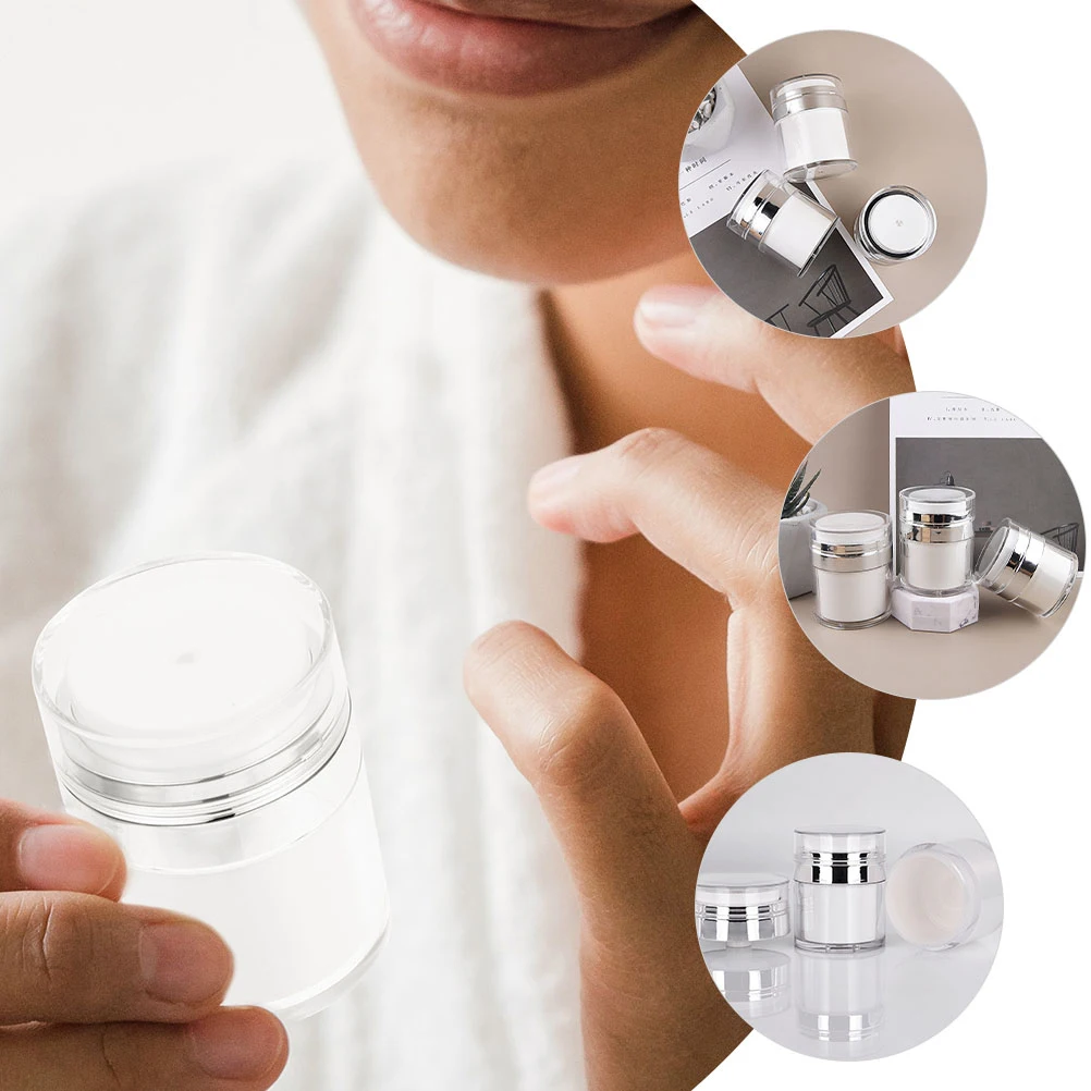 

3Pcs Empty Cream Containers Air Pump Bottles Refillable Leakproof Portable Travel Lotion Jars Durable Storage