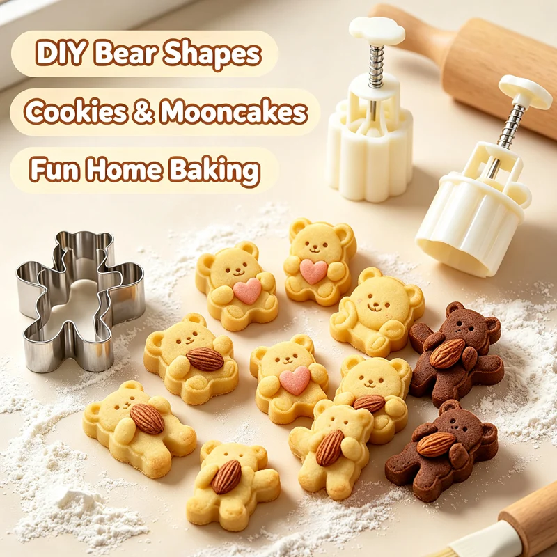 Rabbit Mooncake Press Mould Hand-Pressure Mooncake Molds Cookie Stamps Mid-Autumn Moon Cake Mould Pastry Baking Mold
