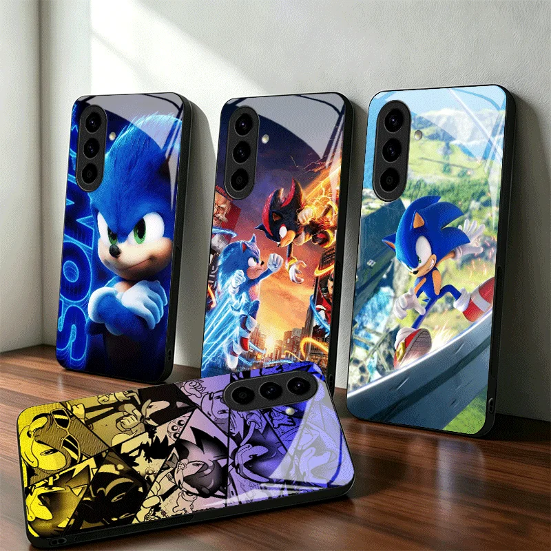 Super S-Sonics Cartoon Glass Phone Case for Samsung A17 A16 A15 A14 A13 A57 A56 A55 A54 A53 A37 A36 A35 A34 A33 A27 A26 A25 A24
