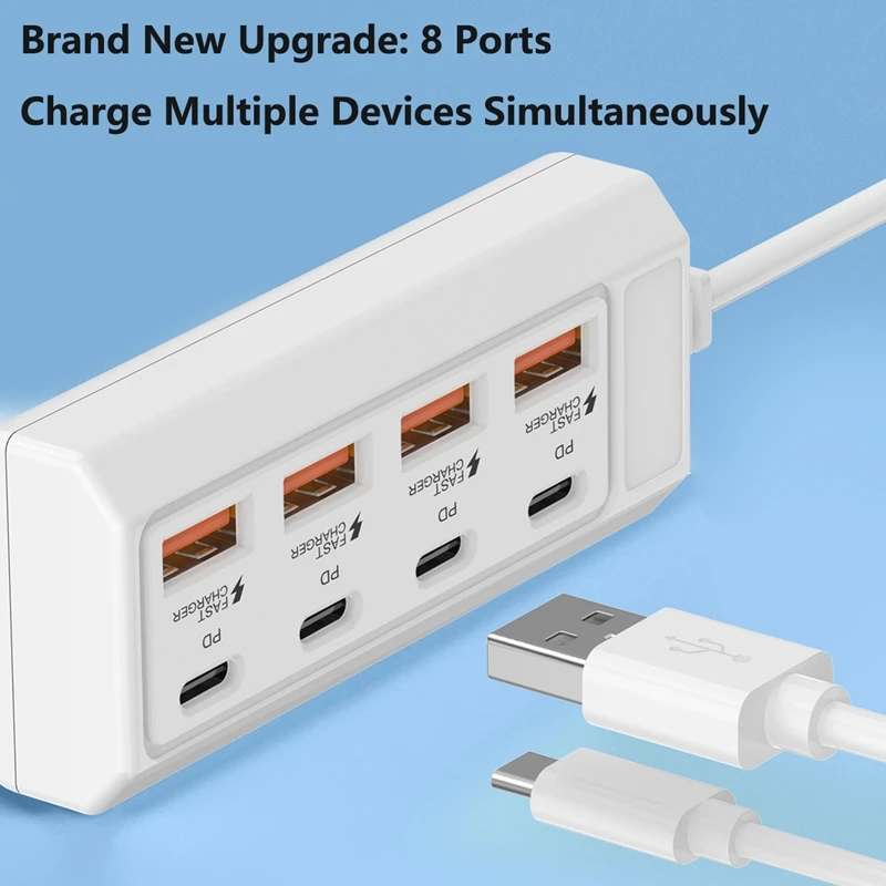 Extension Cable 8-in-1 to Multi Port One to Eight Port 4USB 4-type C Docking Station PD Fast Charging Splitter Multi Port Socket