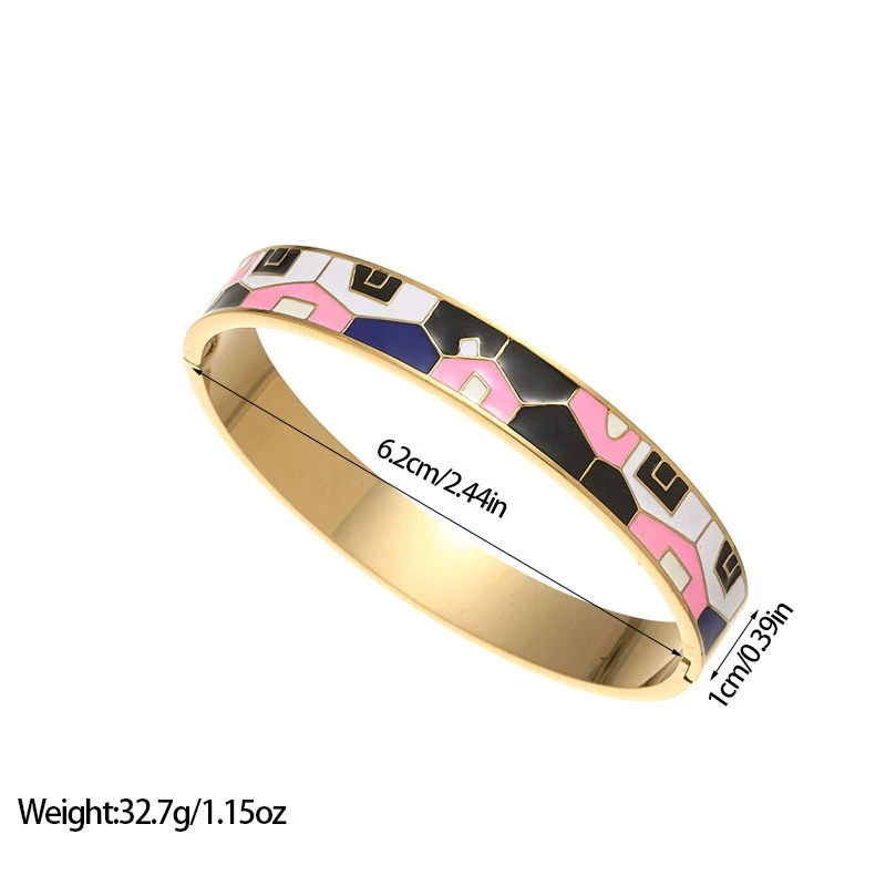 سوار زيت نازف المينا الرائع للنساء، أنماط هندسية حديثة، سوار من الفولاذ المقاوم للصدأ عالي الجودة، هدية مجوهرات