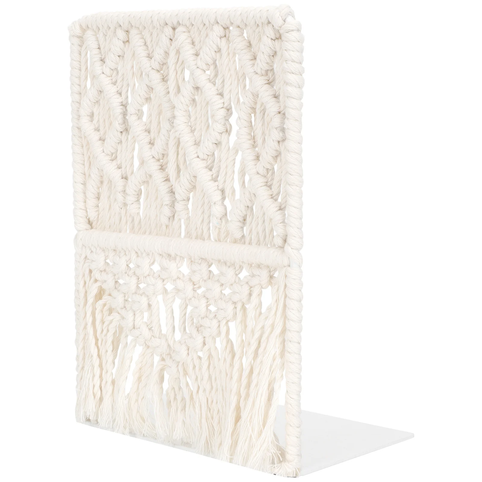 

Bohemian Style Hand-Woven Cotton Rope Bookend Decorative Desktop Book Holder File Organizer Shelf Binder Holder for Desk