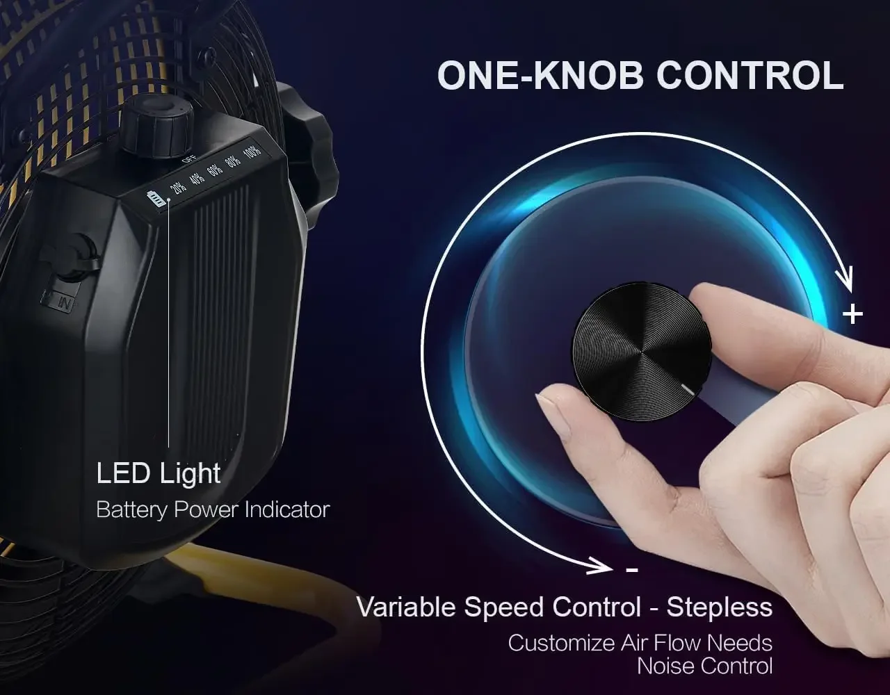 [Discounted Price, Hot Sale!]16" Portable Battery Powered Fan with Metal Blade, 360 Vertical Tilt, 20h Run Time Cordless Battery