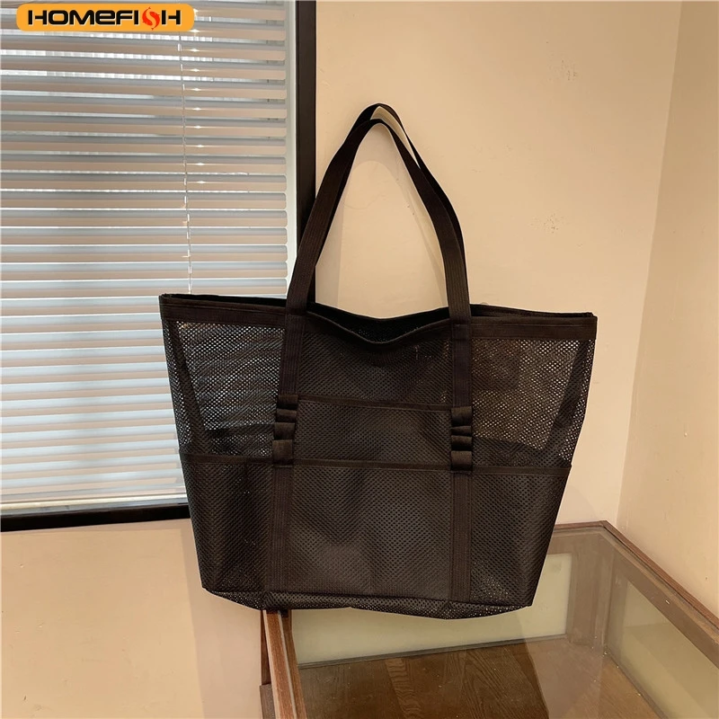 HOMEFISH Multipocket Summer Large Beach Bag For Towels Mesh Durable Beach Bag For Toys Waterproof Underwear Pocket Beach Tote image 6