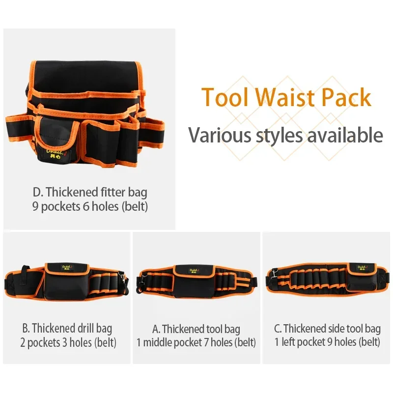 Multi-functional Waist Pouch Belt Storage Holder Organizer Garden Tool Kits Waist Packs Oxford Cloth Electrician Tools Bag