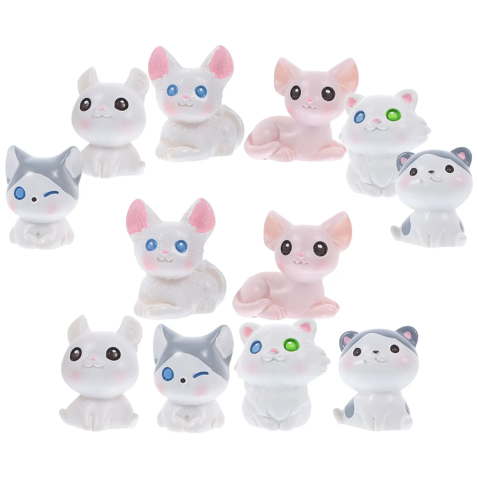 

12pcs Figurines Small Animals Miniature Resin Animal Decor for Garden Mini Figurines Desk Bookshelf Cake Tiny Statues