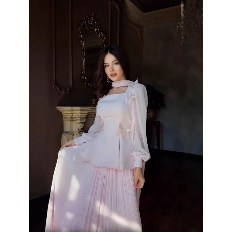 Spring 2026 French Design Heavy Industry Bow Dress Celebrity Temperament New Fashion