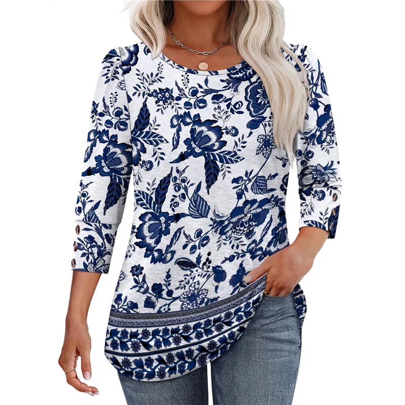 

AG-Womens Tops 3/4 Sleeve With Buttons Dressy Casual Blouses Summer Beach Vacation Outfits