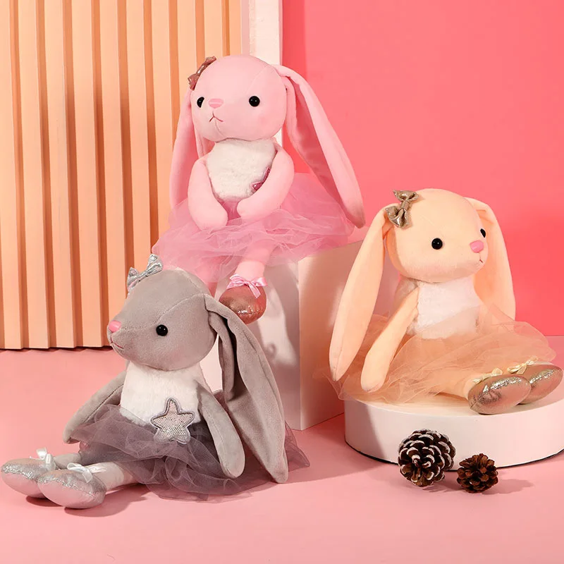 Creative Ballet Cute Soft Cute Long Eared Rabbit Plush Toy Soothing Sleeping Doll Giving Girls Holiday Gifts