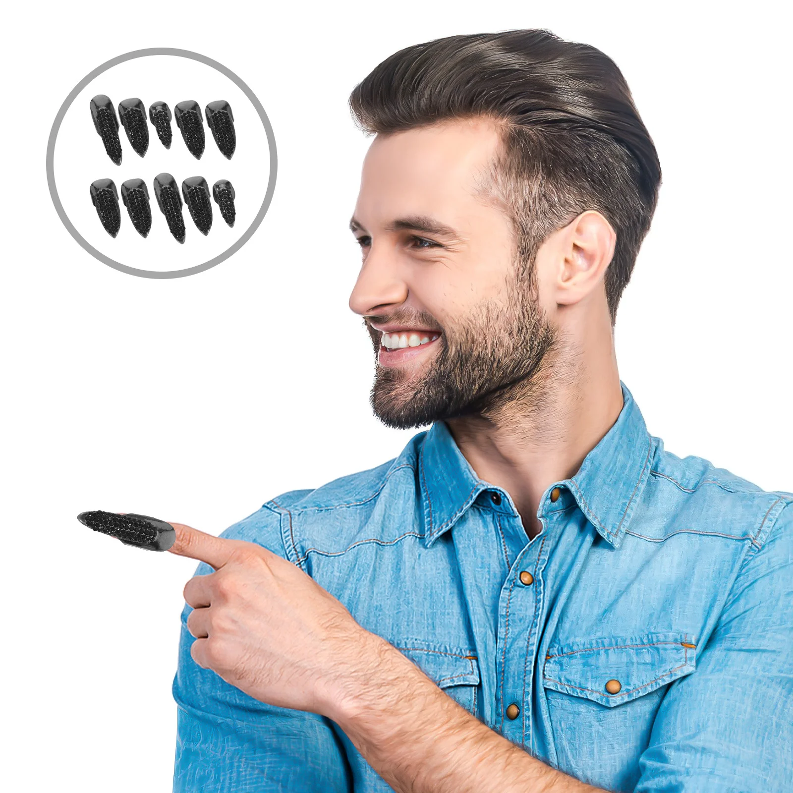 

10pcs 3 Sizes Black Rings Gothic Punk False Nail Paw Talon Finger Jewelry For Cosplay Masquerade Unisex Accessory