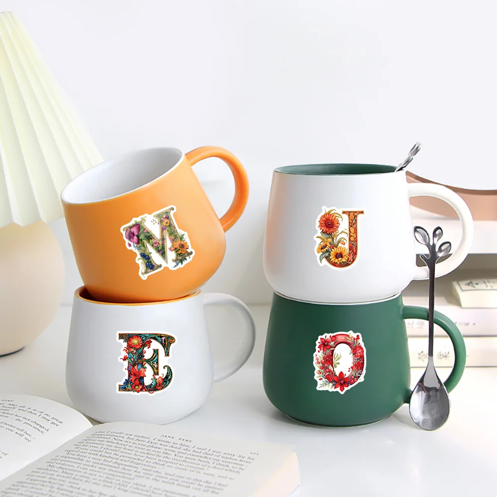 10/52 個英語アルファベット落書きステッカークリエイティブ漫画子供のおもちゃレトロスタイルの装飾ラップトップ電話ギターバイクデカール