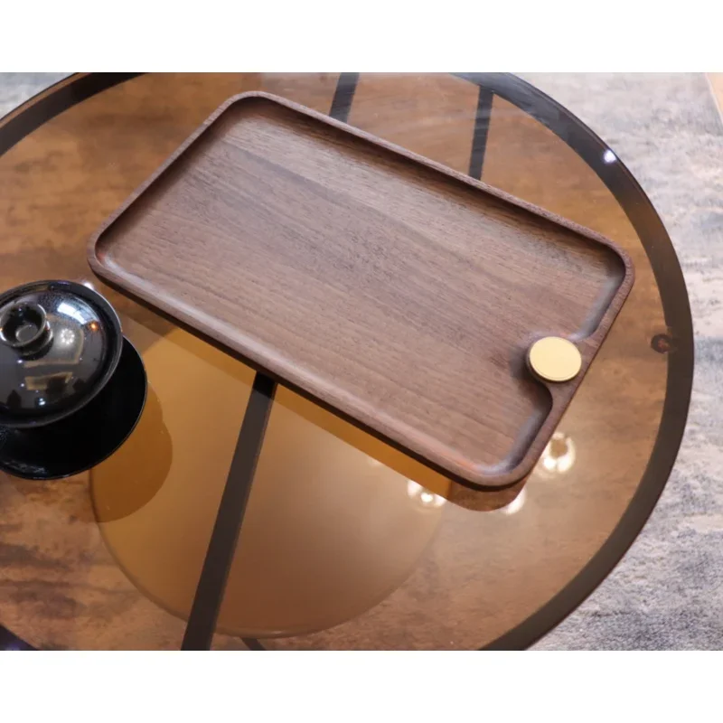 North American black walnut fruit tray tray brass solid wood light luxury exquisite Japanese rectangular tea tray