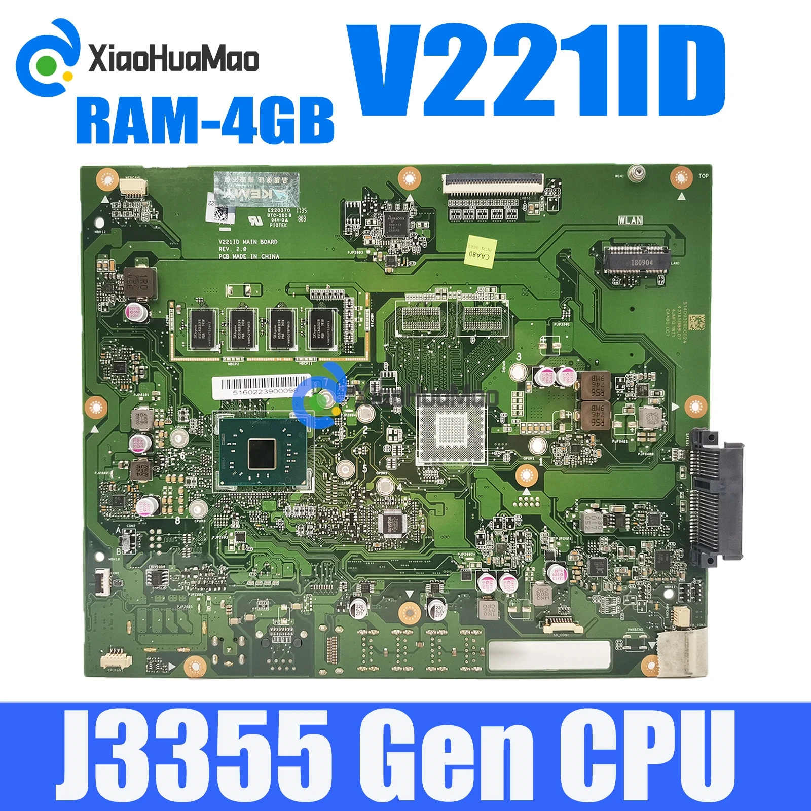 

V221ID with J3355 CPU 4GB-RAM UMA/DIS Motherboard For Asus Vivo AiO V221 V221I V221ID Mainboard 100% Tested OK