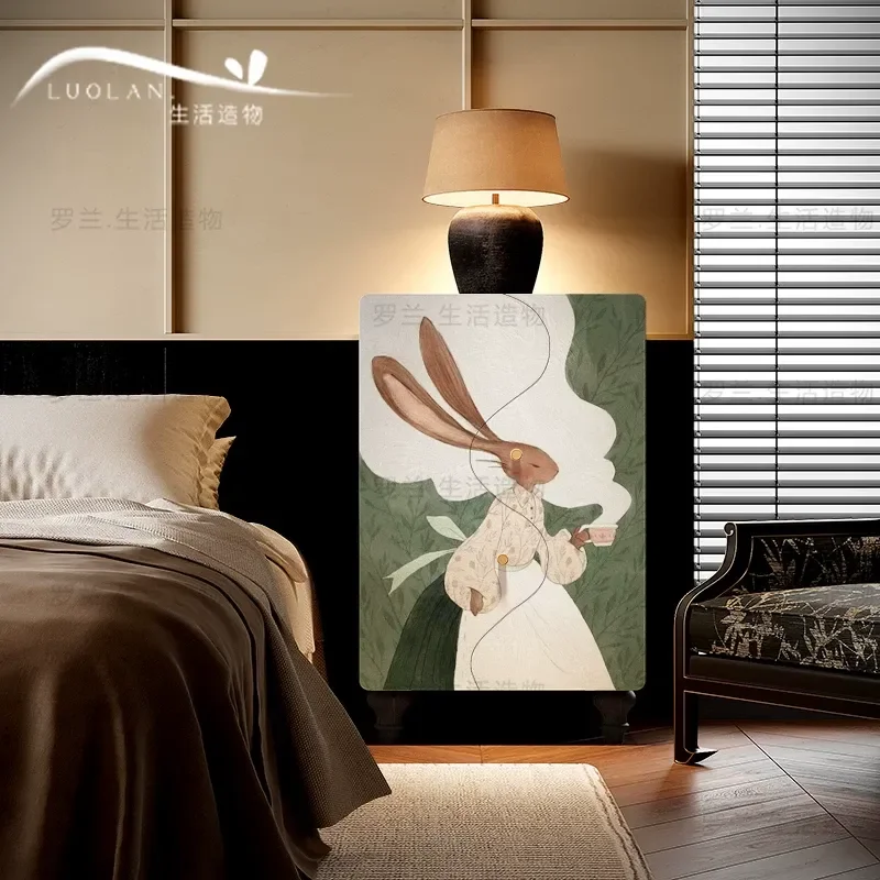 Cream Wind Rabbit Solid Wood Decorative Cabinet Bedroom Bedside Storage Living Room Sofa Integrated Corner Locker