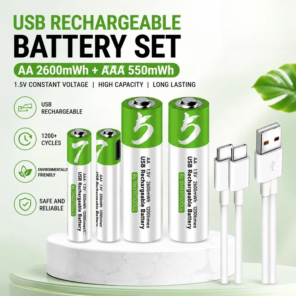 1.5V AA+AAA Tybe-c Suitable for Alarm Clock, Bluetooth Speaker, Mouse, Spray, Children's Toys, 750MAH 2600MAH Battery image 2