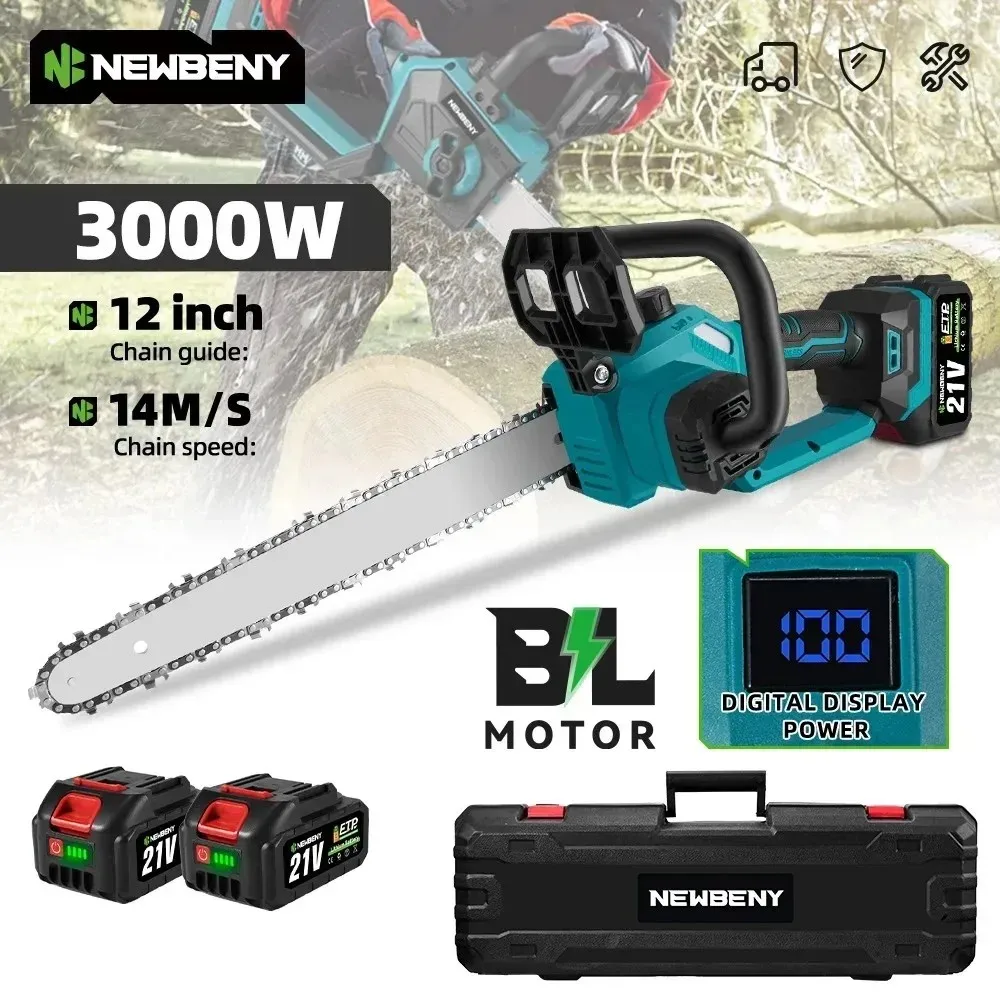 NEWBENY 12 Zoll bürstenlose elektrische Säge kabellos effizient Garten Holzbearbeitung Schneidwerkzeug für Makita 18 V Batterie Pin