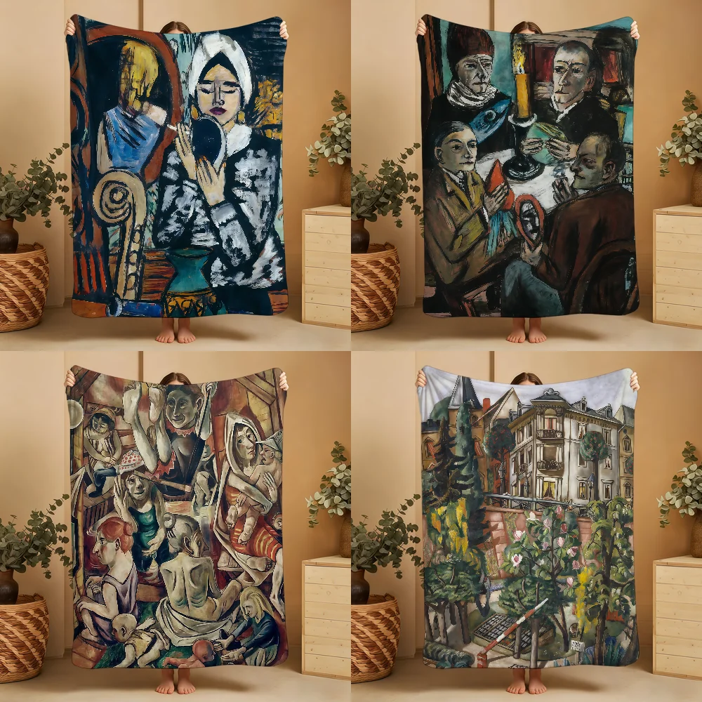 Manta con diseño artístico de Max Beckmann, manta súper cómoda y de felpa para sala de estar, sofá, regalos de cumpleaños infantiles