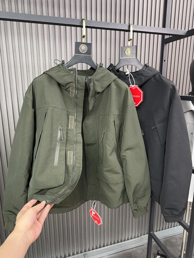 

Уличное повседневное мужское пальто Jaet на весну и осень с подкладкой и защитой от разрывов Faion Urban Sle Long Sve с капюшоном