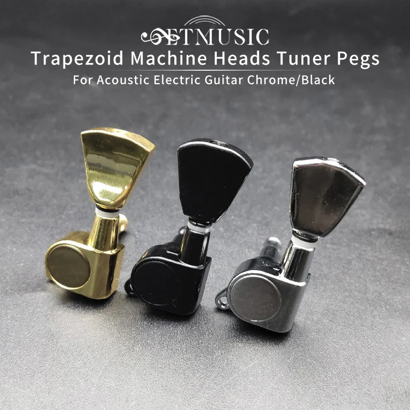 

6 PC Trapezoid Handle Tuning Pegs Machine Heads Tuner For Acoustic Electric Guitar Chrome/Black/Gold