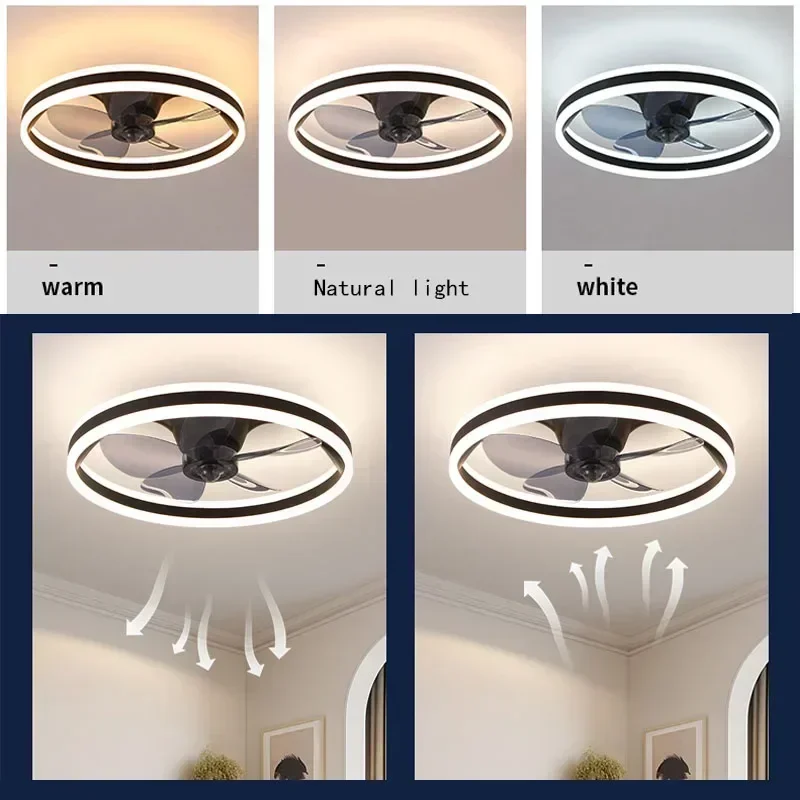 Smart Ceiling Fan Lamp with LED Light and Remote Control Chandelier Electric Roof Fans Lighting Living Room 220V Bedroom Home