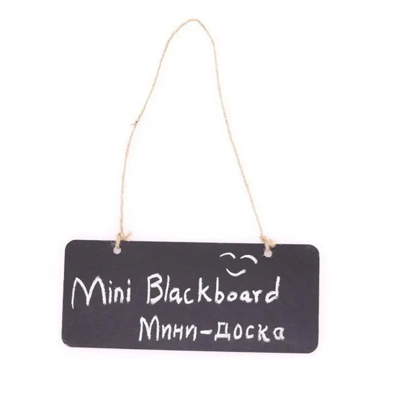 Wooden Hanging Chalkboard Sign, Rectangle Rustic Erasable Blackboard, Memo Message Display for Wedding Bar Home Decoration