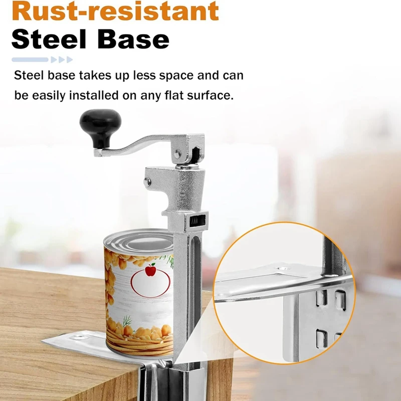 Commercial Can Opener Heavy Duty, Manual Can Opener With Plated Steel Base For Restaurant, Food Store, Hotel, Bar Easy To Use