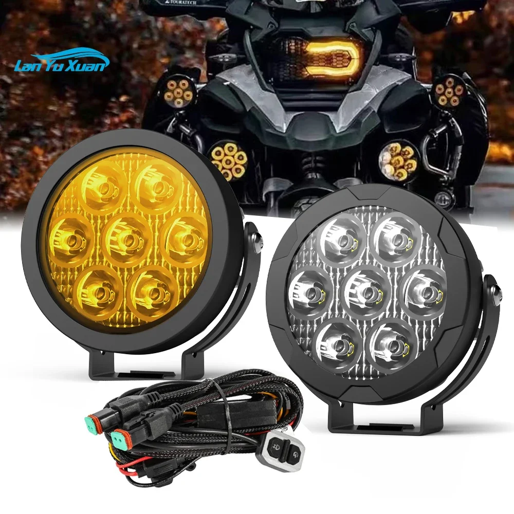 

60W 4.5 Inch Spot Driving Beam Dual Color Yellow White Fog Motorcycle Led Auxiliary Light