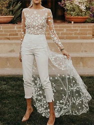 INS CHIC Lace Windbreaker Jumpsuit Women Summer Clothes Full Sleeve Wedding Long Rompers Playsuits Sexy One Piece Pants Overalls