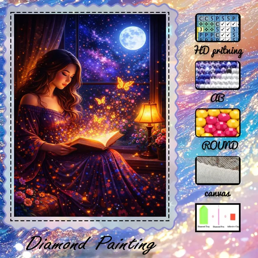1 piece - 5D-DIY - Flocking cloth - Special drill - Diamond painting set - Fantasy and flying - Mosaic - Diamond art