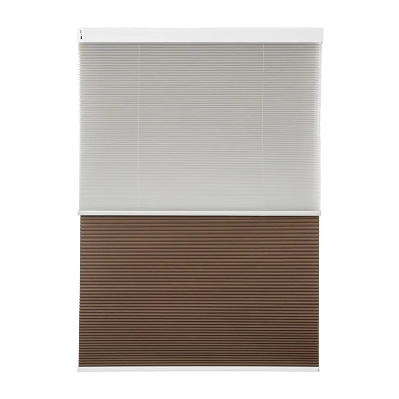 Motorized Double Layer Honeycomb Blinds, Day Night Cellular Shades, Electric Sun Blocking UV Protection Window Blinds for Office