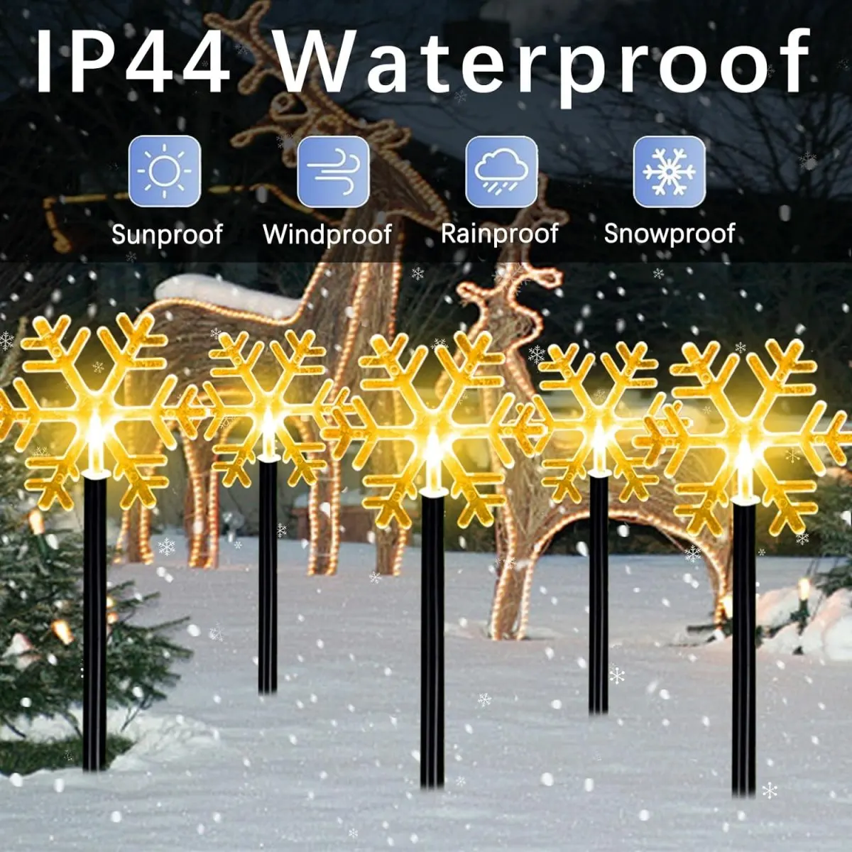 5Pcs Christmas Pathway Lights Waterproof Snowflake/Xmas Tree/Star With Stake Lamp Solar Powered Suitable For Home Outdoor Decor