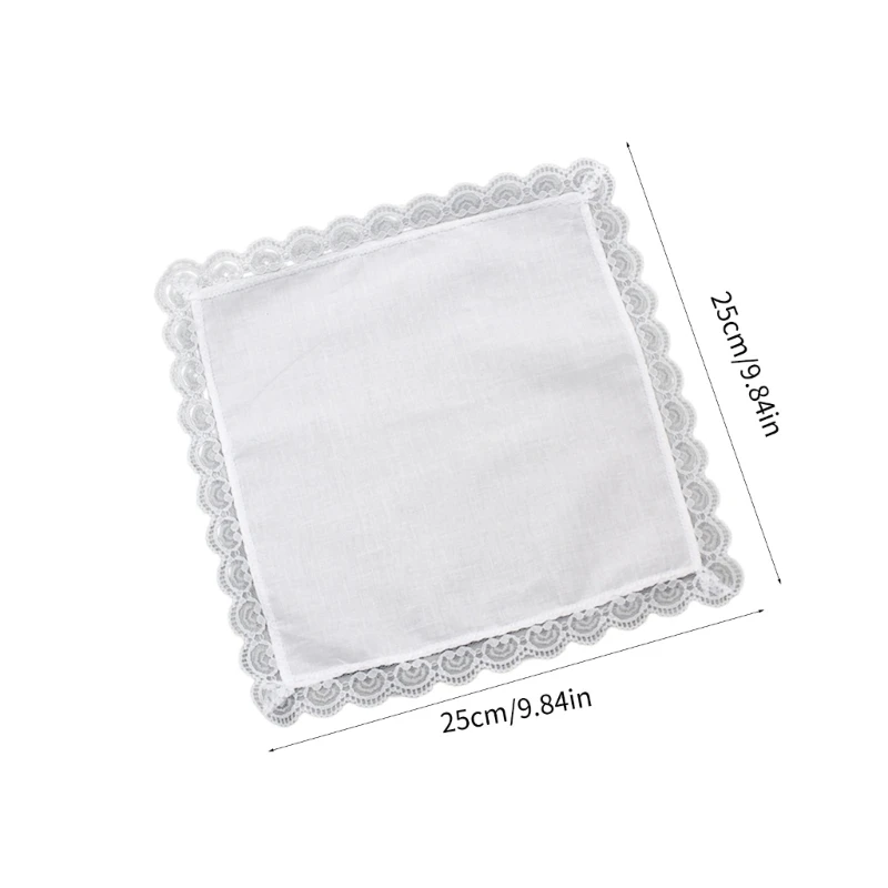 포켓 손수건 레이스 가장자리 Hankies 10x10inch 대형 두건 고 흡수성 포켓 타월 땀 흡수