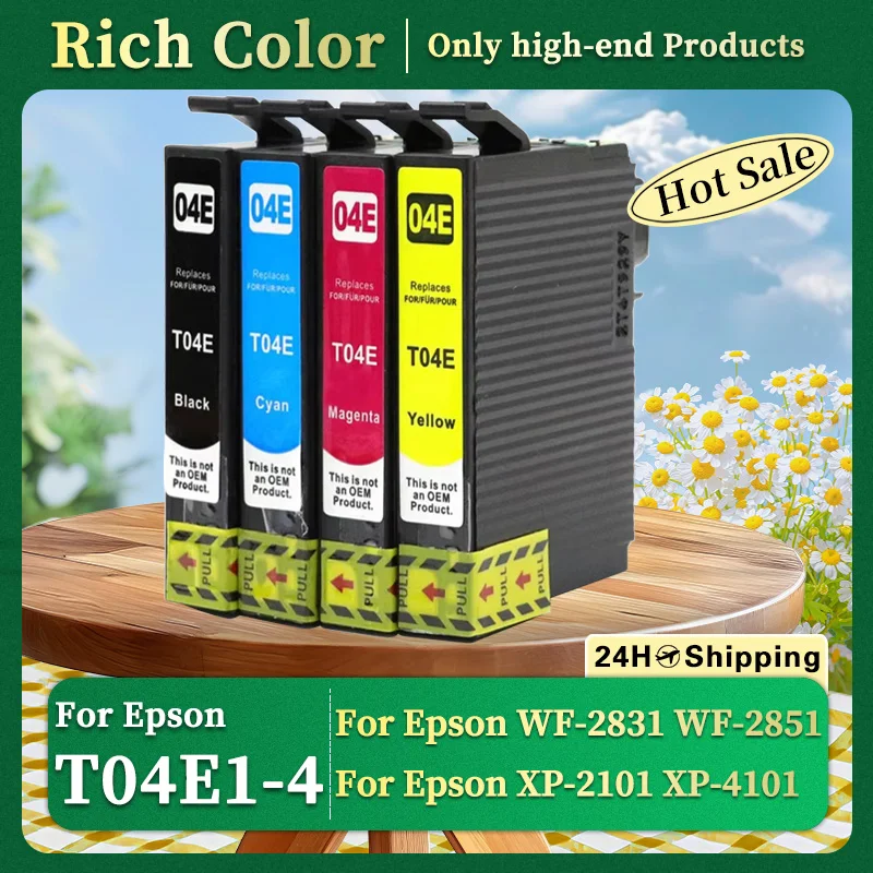 

T04E T04E1 T04E4 04E Совместимый картридж для принтера Epson Expression Home XP-2101/XP-4101, WorkForce WF-2831/WF-2851