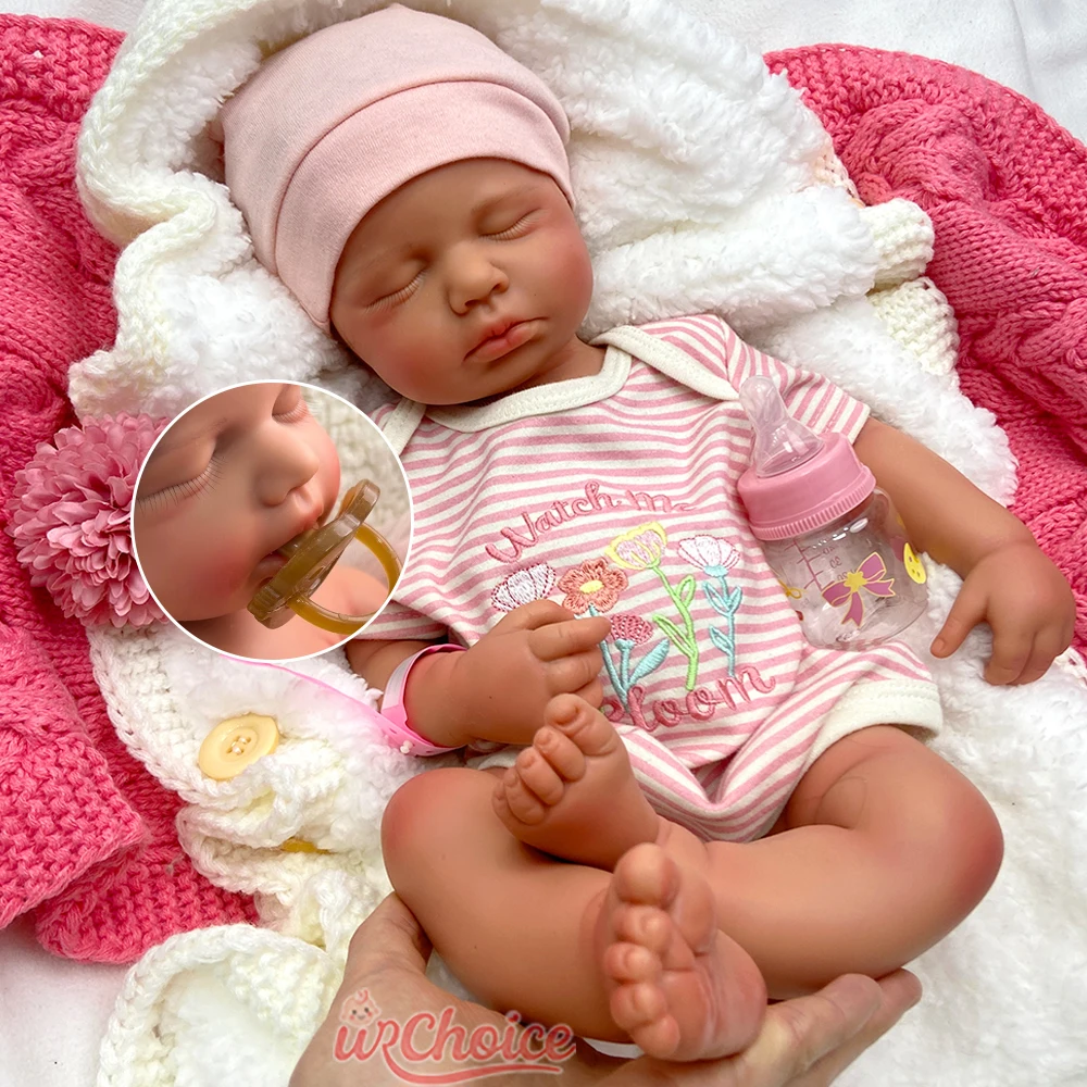 Realistic Full Body Silicone Reborn Girl/Boy 20 Inch Lifelike Weighted 3D Skin Tone Newborn Doll Prop for Film and TV