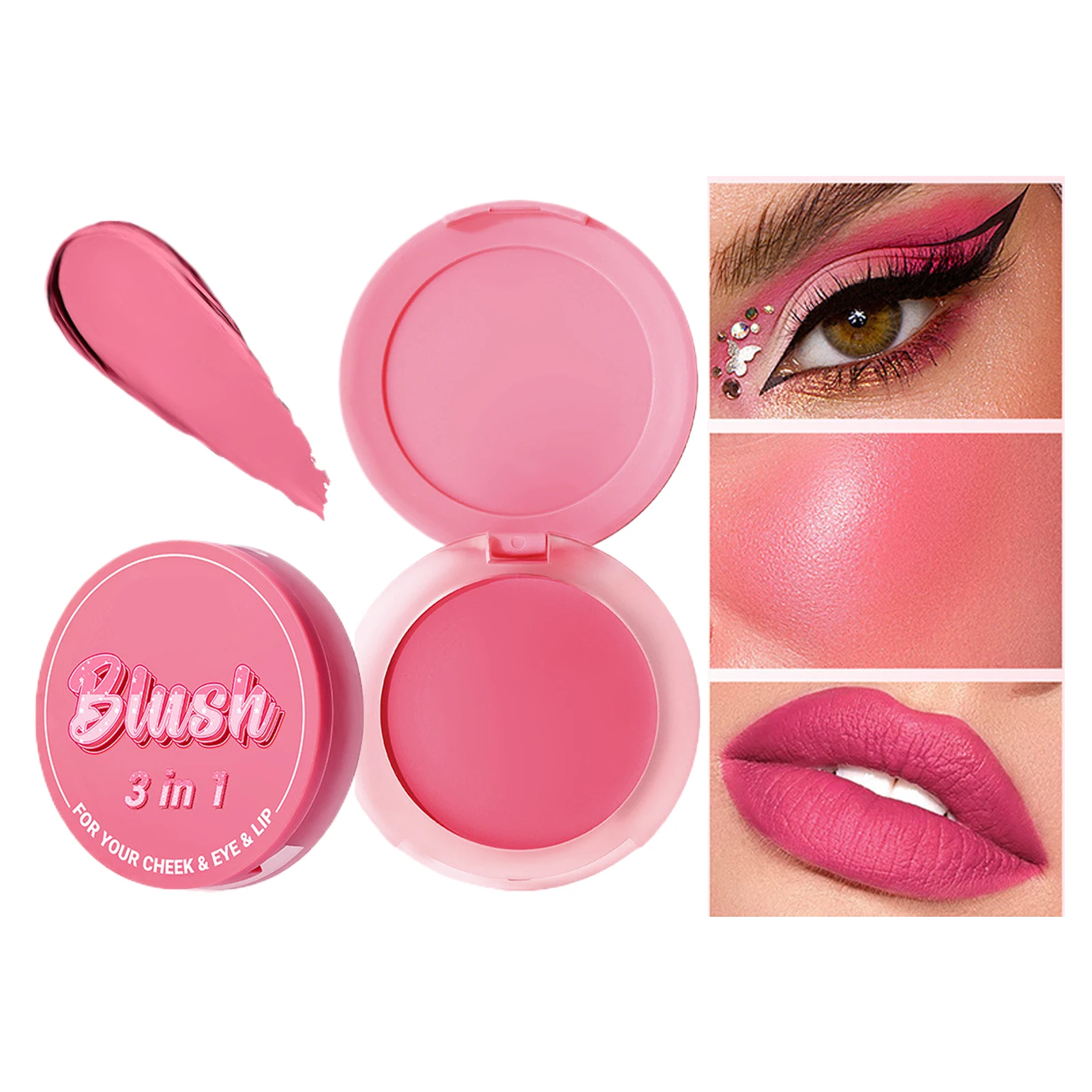 Blush rose à haute pigmentation pour le visage, fard à joues en poudre, fard à joues rose, surligneur facial rugueux, fard à joues scintillant, sites