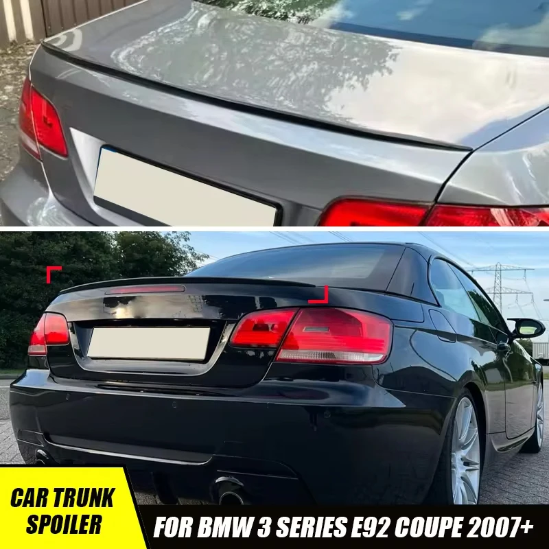 For BMW 3 Series E92 2007+ Coupe M3 Style Car Rear Trunk Spoiler Wing Lip Rubber Black Soft Plastic Accessories