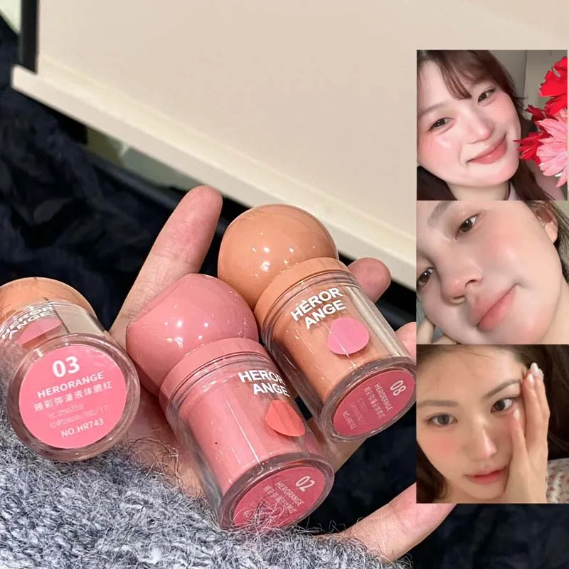 Herorange Dewy Liquid Blush Blendable Non Caking Waterproof Brighten Skin for Daily Dating Photo Makeup Gift