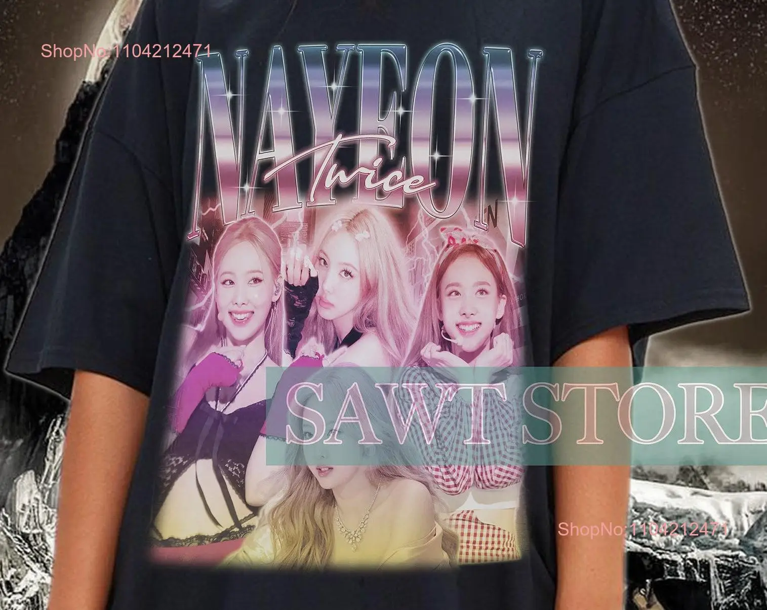 NAYEON TWICE Retro T Shirt Fan Merch Vintage Korean Girl Singer Tour Poster long or short sleeves