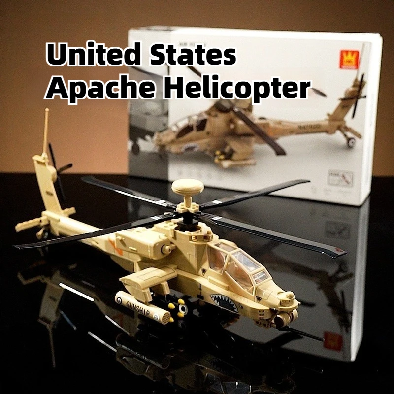 

Small Particle Educational Toy Assembled Building Block AH-64 Apache Helicopter Compatible with Lego Gifts for Children