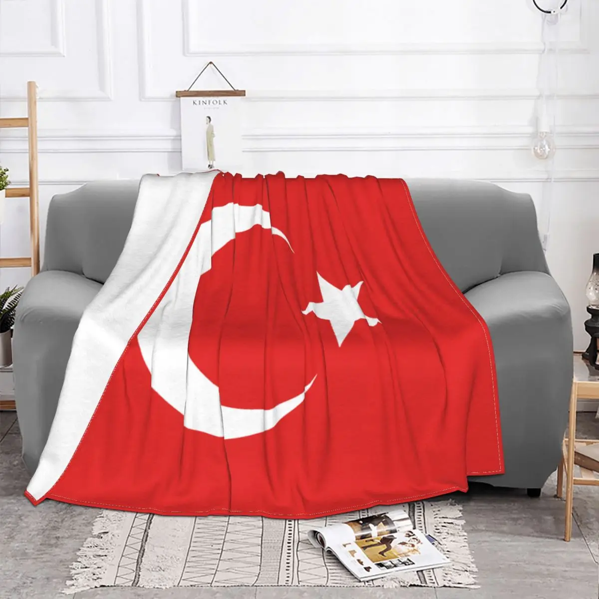 Turkey Flag Blanket Fleece Decoration Multi-function Soft Throw Blanket for Bedding Couch Bedspreads