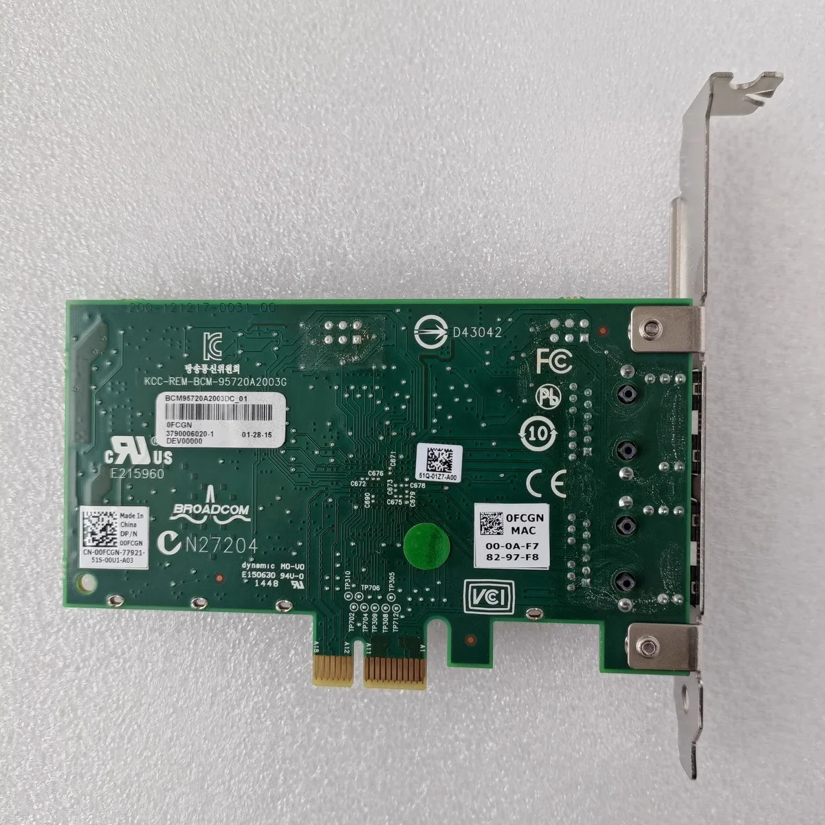 Placa de rede Gigabit de porta dupla, Original, BCM5720, PCIe, 1