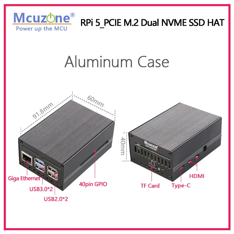 MPS2280D Raspberry Pi 5 PCIE M.2 Dual NVME SSD HAT support 2280/2242/2230 SSD