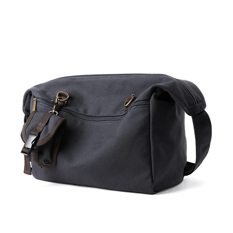 Imagem -02 - Bolsa Mensageiro de Lona para Homens Bolsa de Ombro Portátil com Zíper Bolsa Hobo Retrô Masculino e Feminino de 14 Polegadas