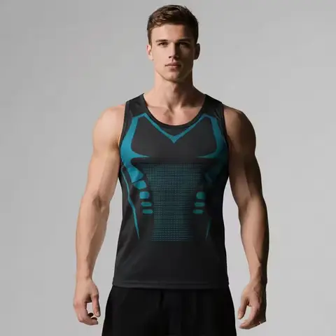 Summer Men Shapewear Ionic Shaping Vest Sleeveless Shirt Tight Compression Shirts Tank Top Body Shaper Breathable Ice Silk Vest