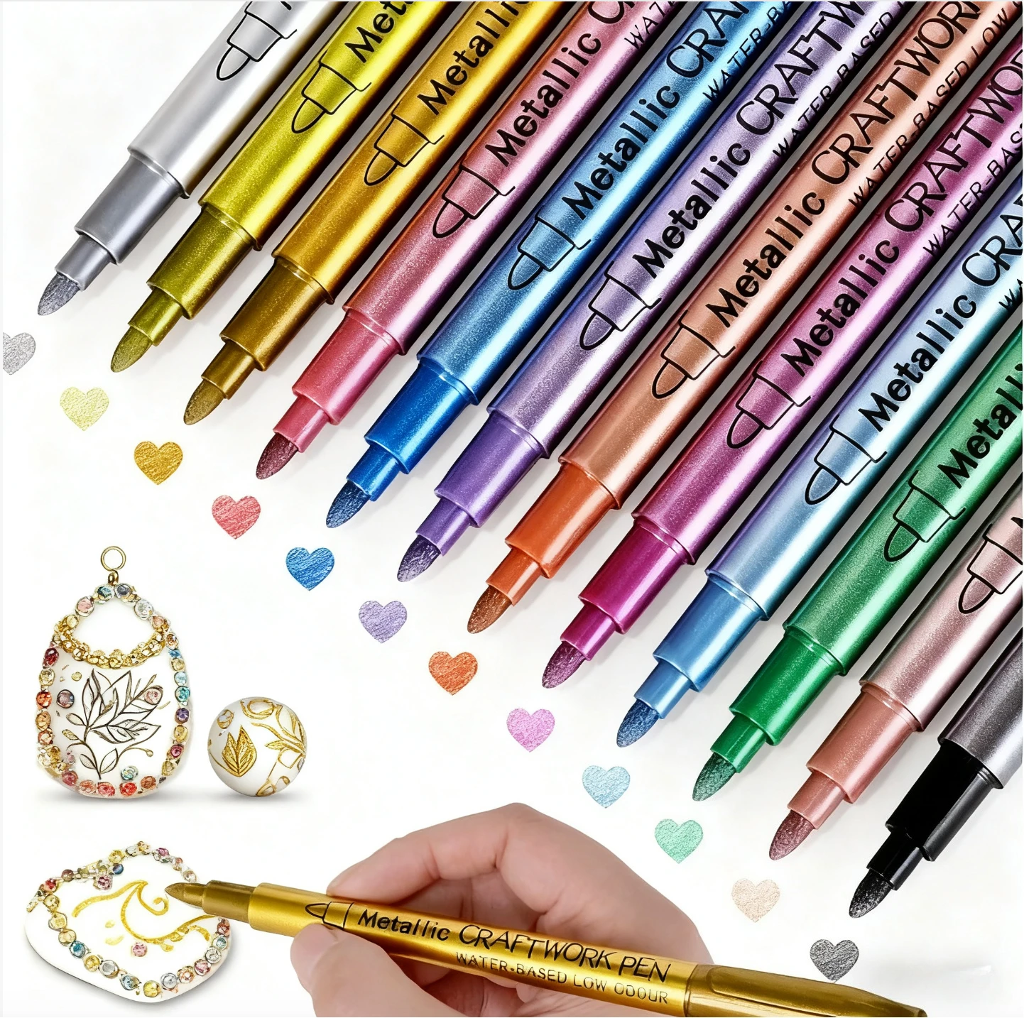 

Guang Na Wide Metal Marker, Gold Silver Craft Pen, Quick-drying Waterproof Paint Pen, Black Cardboard Highlight Sign-in Pen